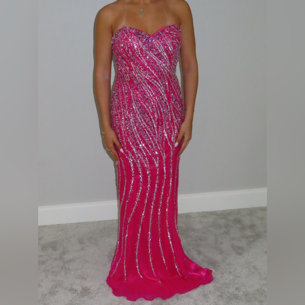 Hot Pink Beaded Dress
